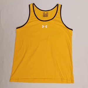 Under Armour Tank Top Mens Medium Yellow Gold Charged Cotton Heatgear Gym - SOLD